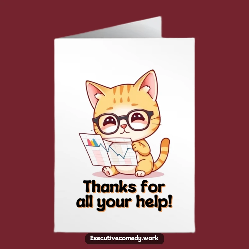 Free Printable Cat Glasses Thank You Card - Grateful Smarty Downloadable