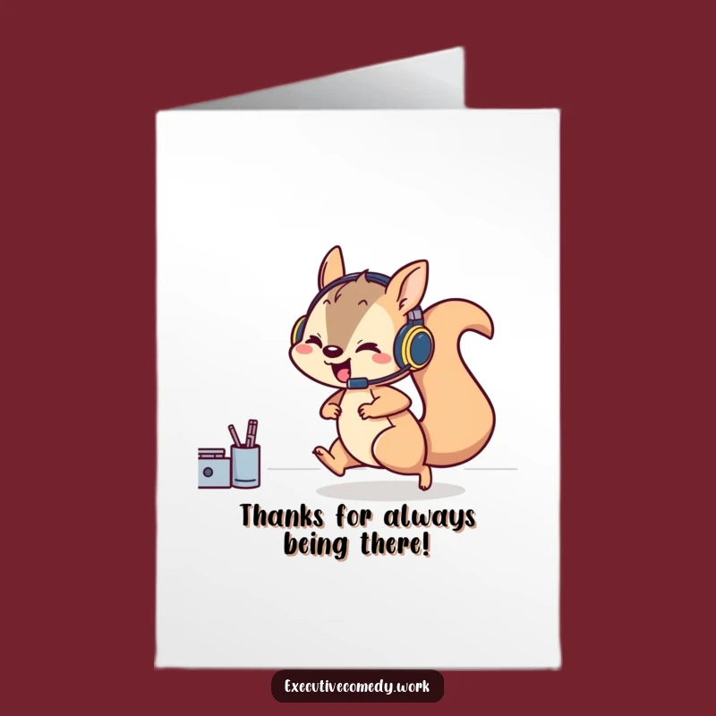 Free Printable Squirrel Headset Thank You Card - Fast Appreciation Downloadable