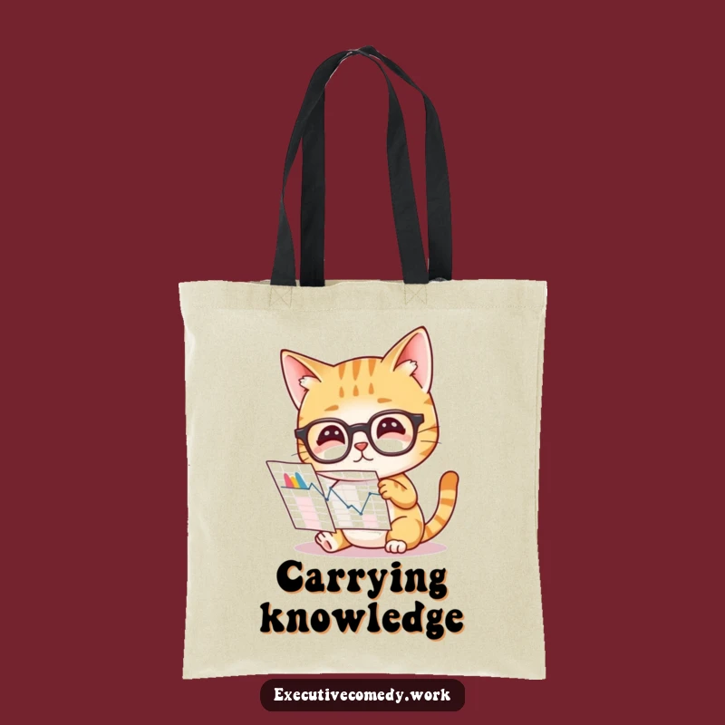 Funny Cat Analyst Tote Bag: Carry Your Knowledge with Glasses Cat, Ideal Smart Gift!