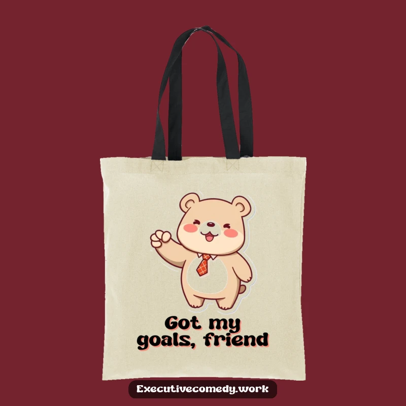 Funny Bear Fist Pump Tote Bag: Stylish Tie Bear Carries Success, Ideal Shopping Gift!