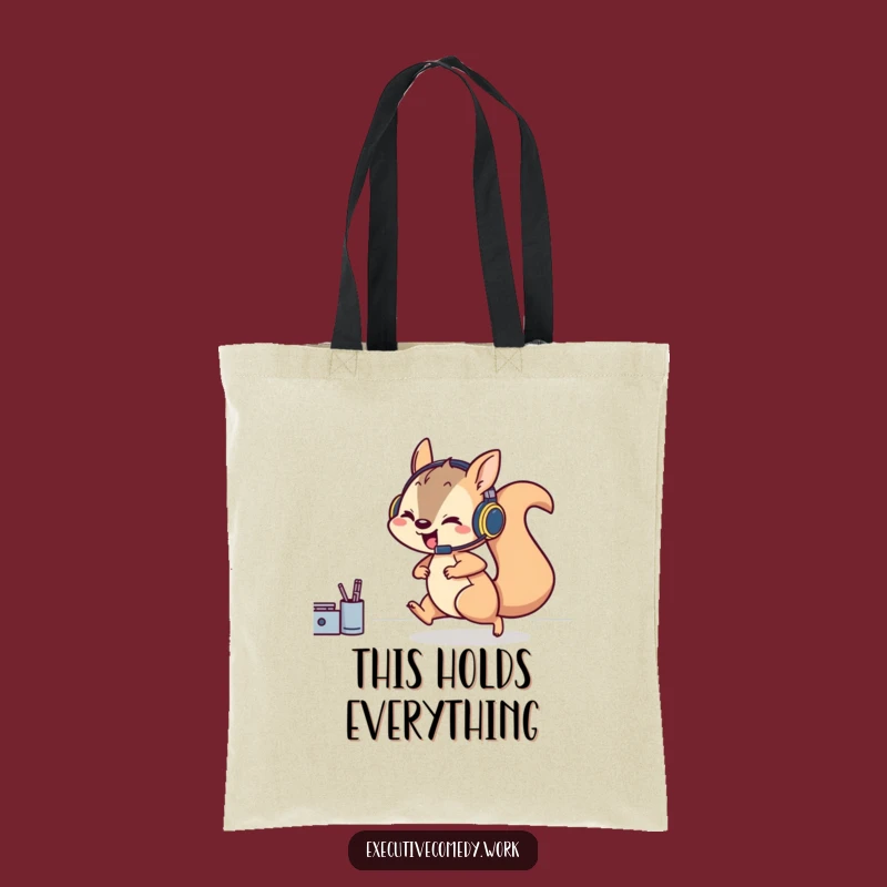 Funny Squirrel Gamer Tote Bag: Carry Your Gear with Headset Squirrel, Ideal Tech Gift!